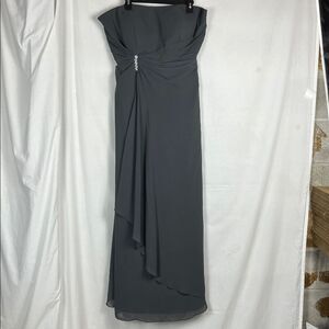 NWT Morilee Madeline Gardner Charcoal Strapless Formal Bridesmaids Dress